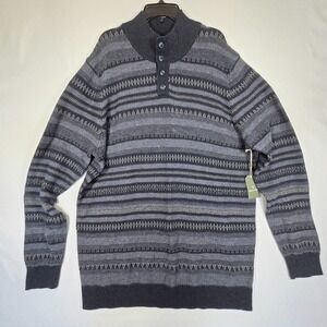 NEW NWT Mutual Weave Men's Big and Tall Blue Navy 4-Button‎ Collar Sweater 3XLT